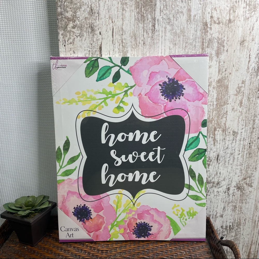 NWT Canvas Print Floral Home Sweet Home 16x20